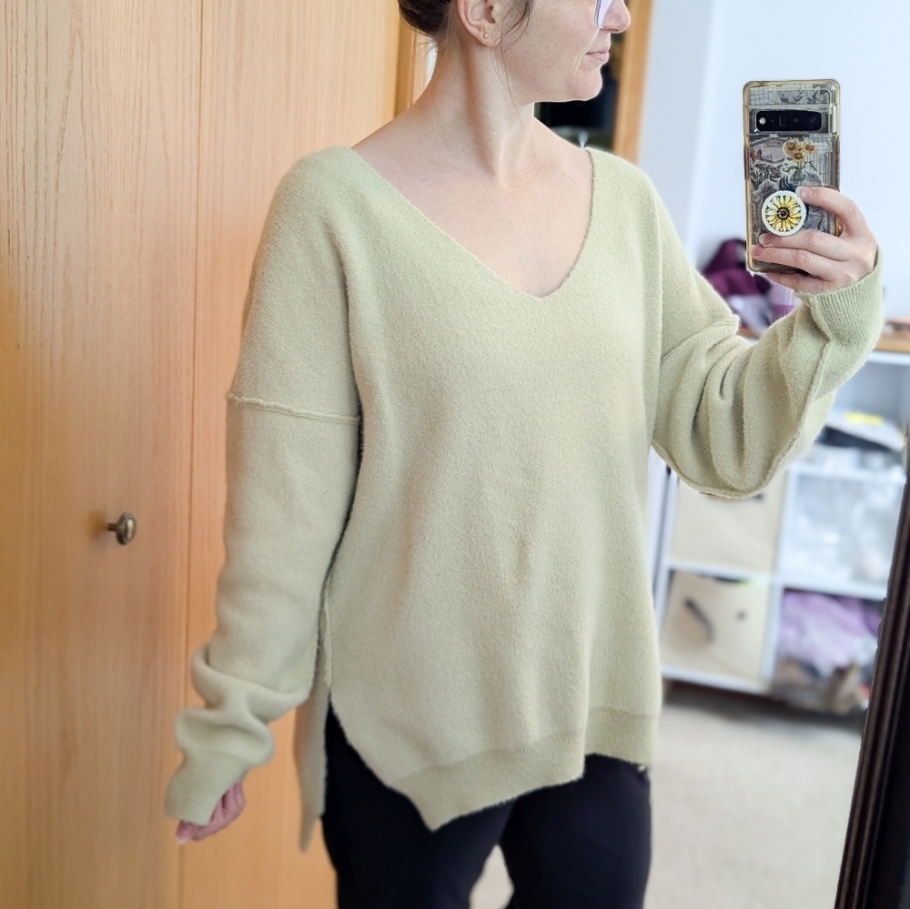 Free People Sweater Weather Marzipan V-Neck Sweater - Size Small